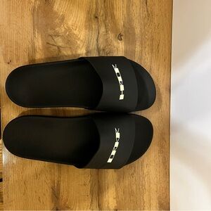 Rick Owens Black Slides with Geometric Detail